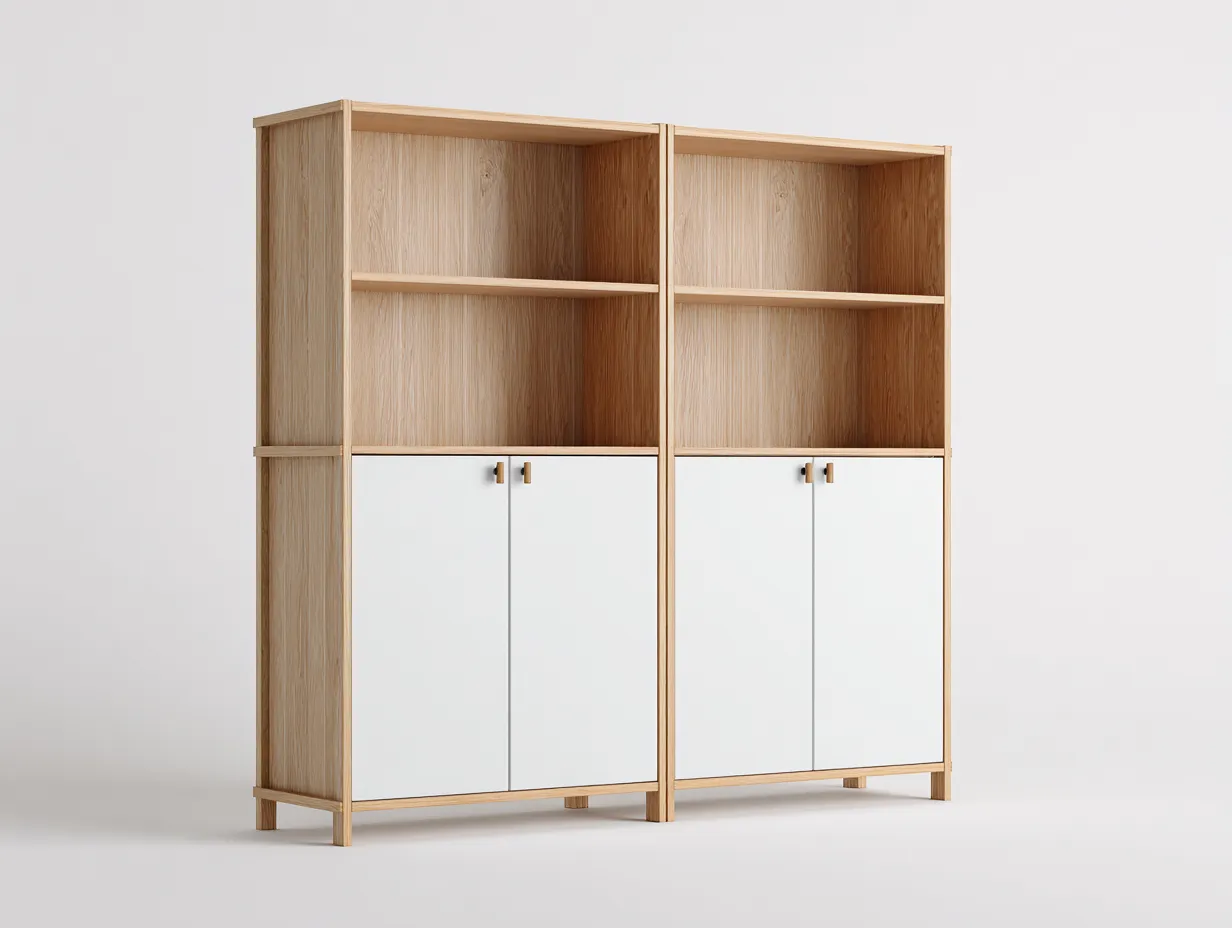 Estanterías madera con puertas para salón y entrada 160x40x180 cm - original madera-blanco - estilo moderno-Sofagoyard