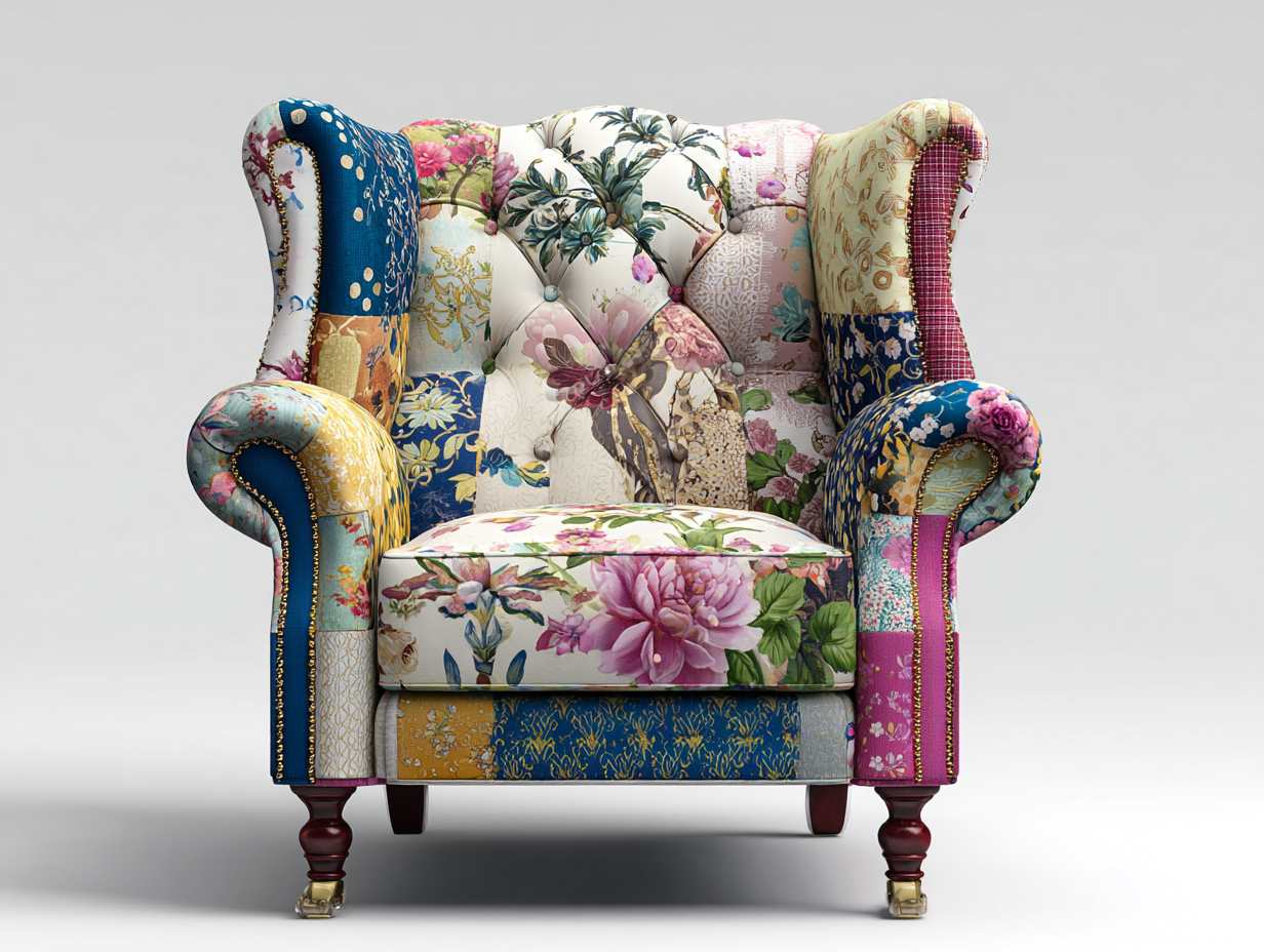 Sillones tela estampada para salón 90x85x100 cm - multicolor - estilo clásico-Sofagoyard