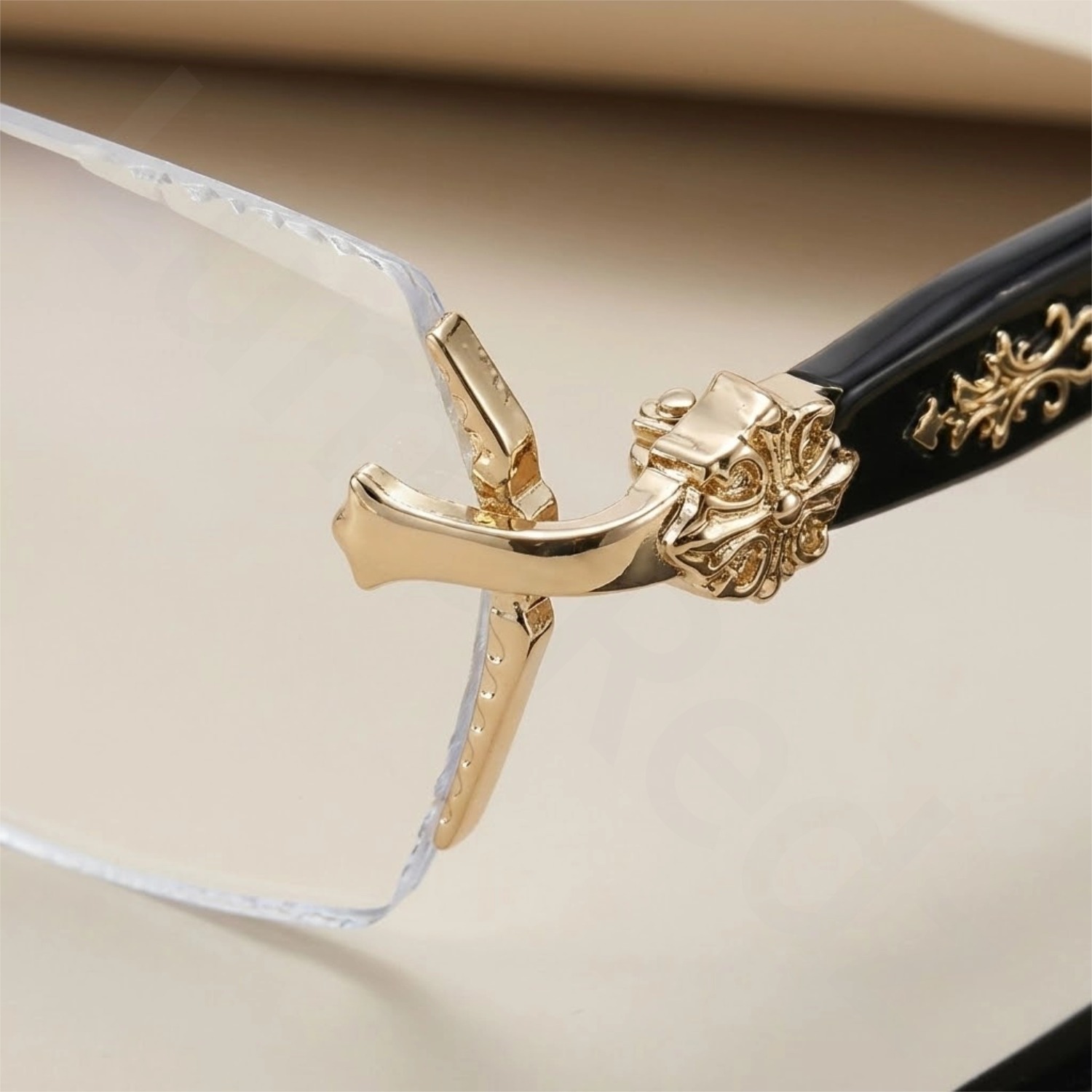 Rimless Fashion Glasses with Clear Lenses & Diamond-Cut Edges, Fashion Metal Temple Decor, HD Vision for Reading & Computer Gaming, Unisex Frameless Design Street Style, Fashion Accessories & Daily Outfit for Men & Women