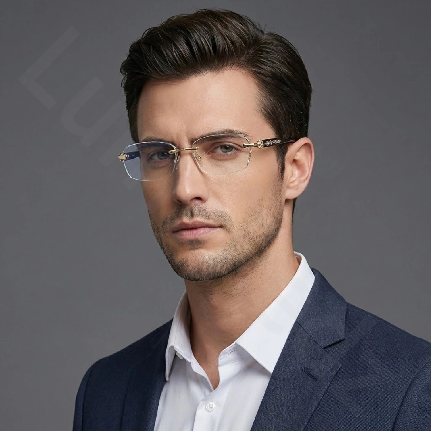 Rimless Fashion Glasses with Clear Lenses & Diamond-Cut Edges, Fashion Metal Temple Decor, HD Vision for Reading & Computer Gaming, Unisex Frameless Design Street Style, Fashion Accessories & Daily Outfit for Men & Women