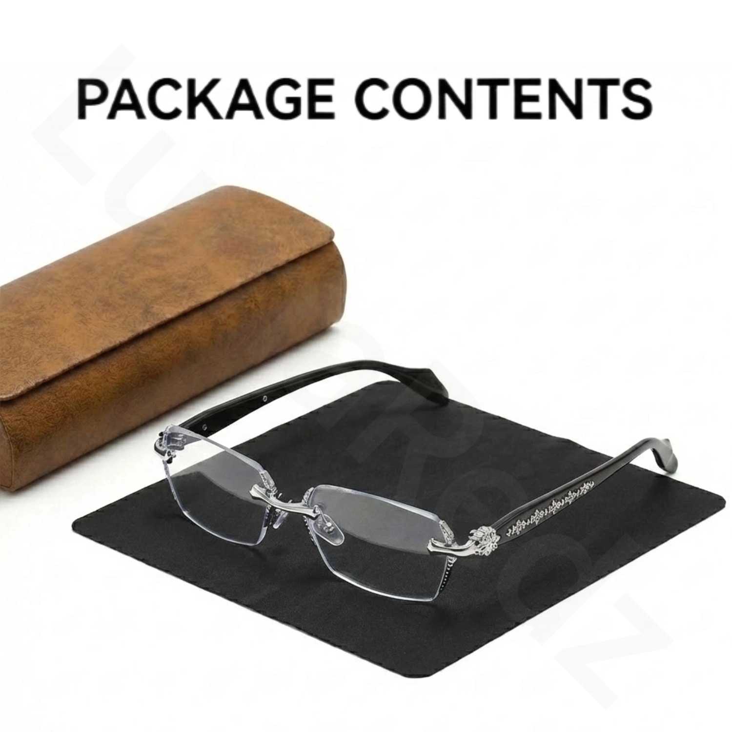 Rimless Fashion Glasses with Clear Lenses & Diamond-Cut Edges, Fashion Metal Temple Decor, HD Vision for Reading & Computer Gaming, Unisex Frameless Design Street Style, Fashion Accessories & Daily Outfit for Men & Women