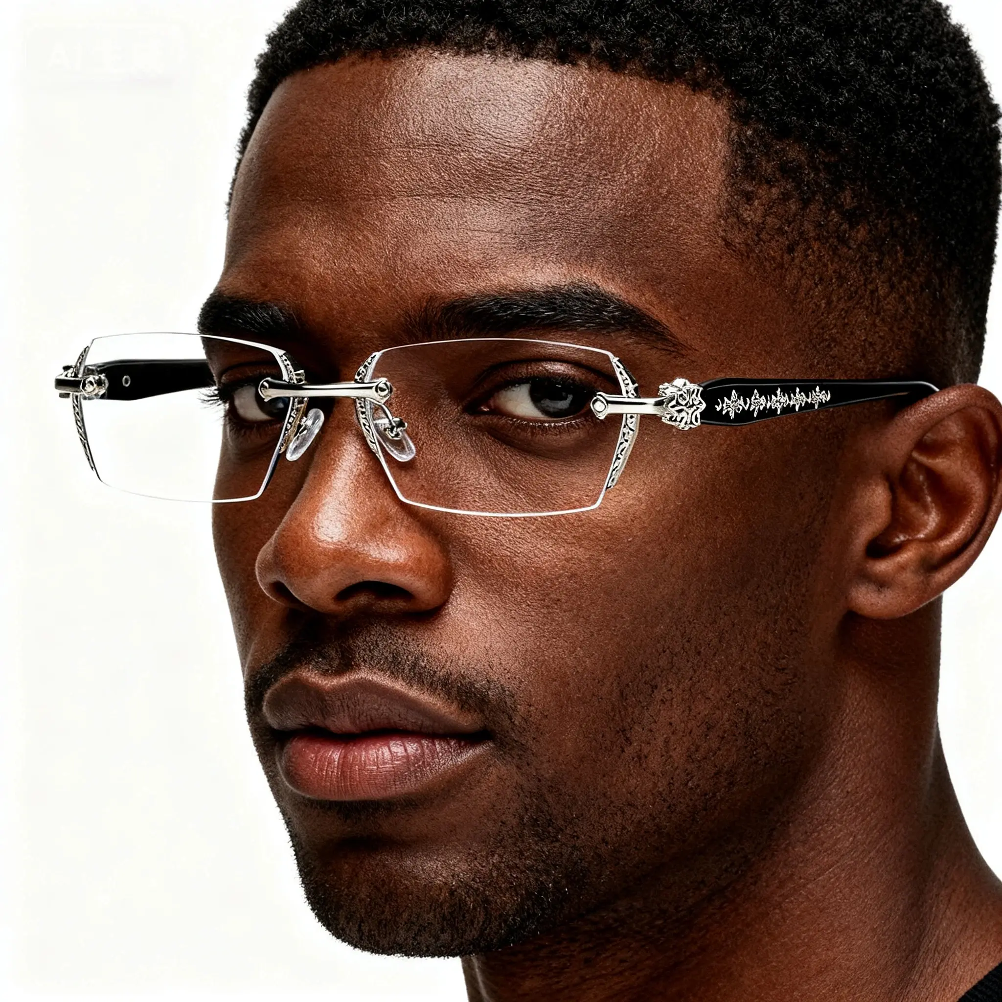 Rimless Fashion Glasses with Clear Lenses & Diamond-Cut Edges, Fashion Metal Temple Decor, HD Vision for Reading & Computer Gaming, Unisex Frameless Design Street Style, Fashion Accessories & Daily Outfit for Men & Women