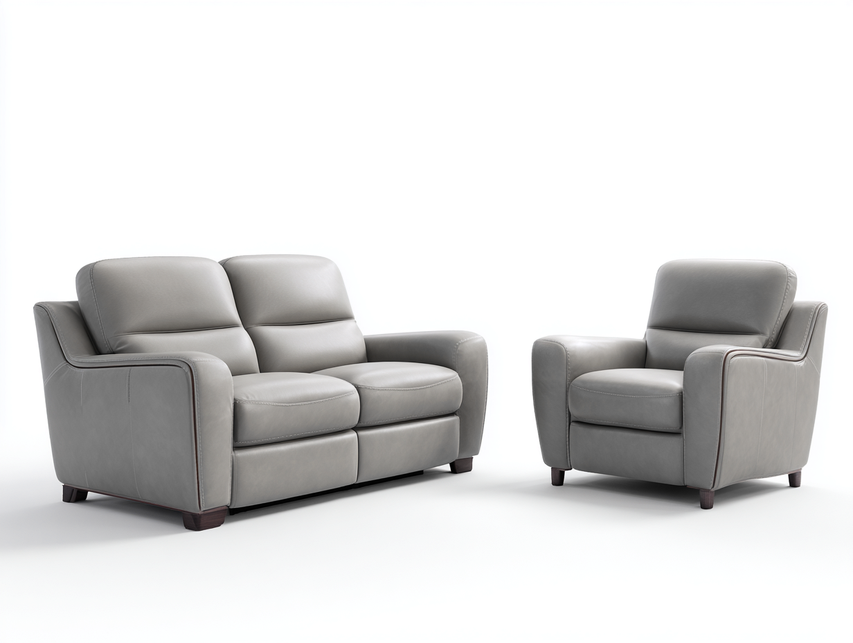 Relaxsofas Lederpolsterung 168x92x98 cm – Grau – geeignet für Wohnzimmer – modernes Design mit Relaxfunktion-Homiden