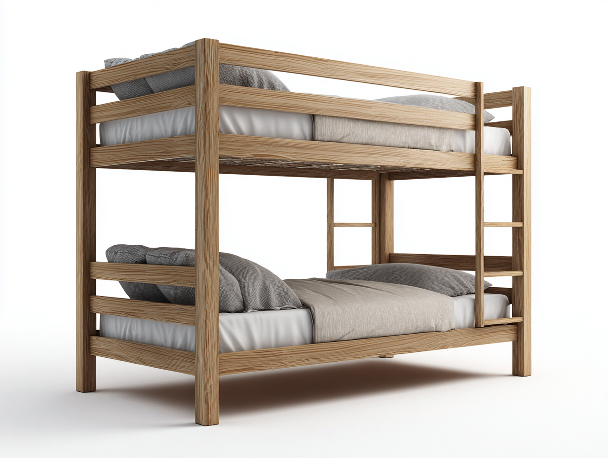 Etagenbett Massivholz 205x100x160 cm - Eiche Natur - Modernes Design - Geeignet für Schlafzimmer und Kinderzimmer-Homiden