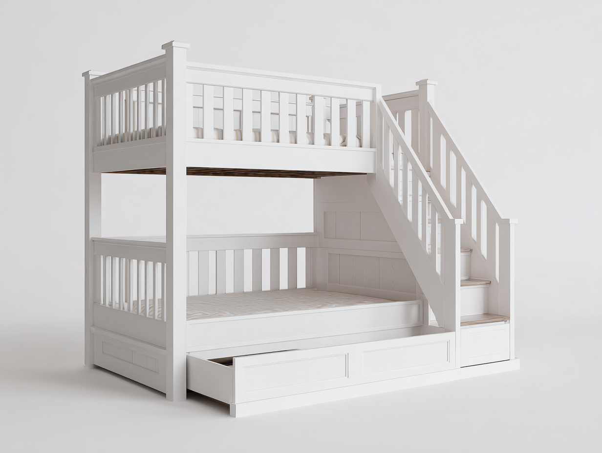 Etagenbett Holz 205x100x175 cm - Weiß - Modernes Design - Geeignet für Schlafzimmer und Kinderzimmer-Homiden