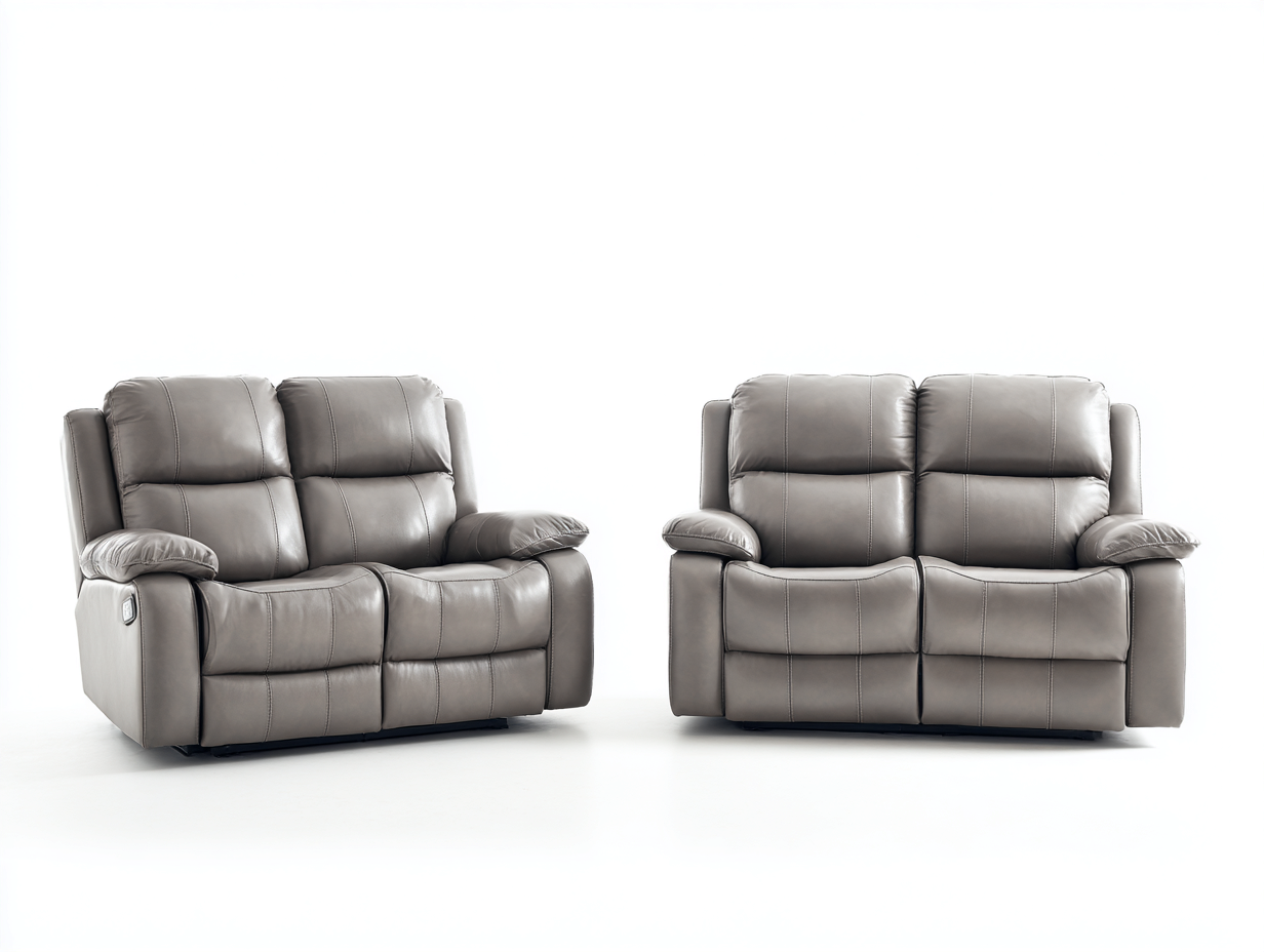 Relaxsofas Lederpolsterung 168x95x104 cm - Grau - geeignet für Wohnzimmer - modernes Design mit Relaxfunktion-Homiden