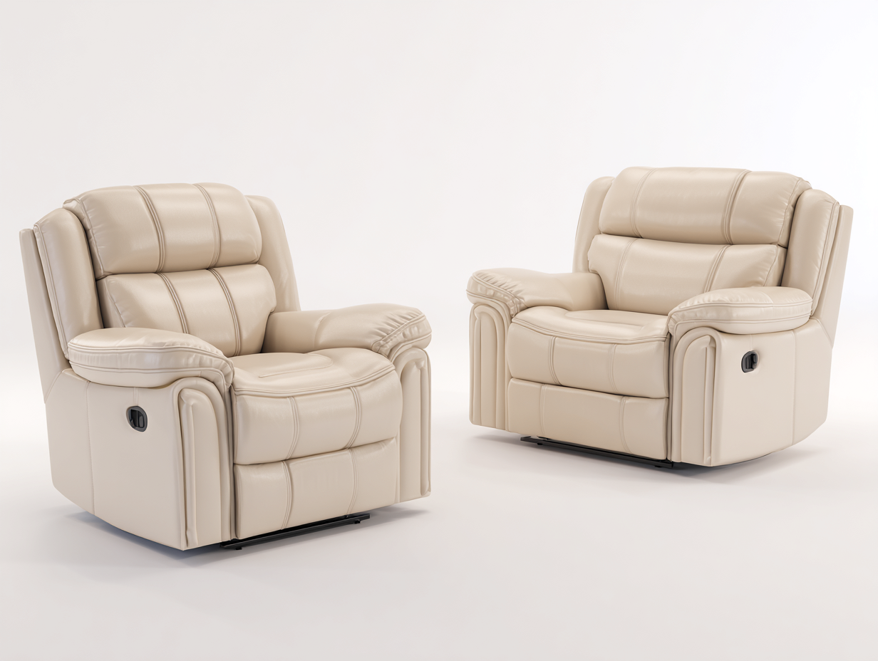 Relaxsofas Lederpolsterung 92x94x103 cm - Creme - geeignet für Wohnzimmer - modernes Design mit Relaxfunktion-Homiden