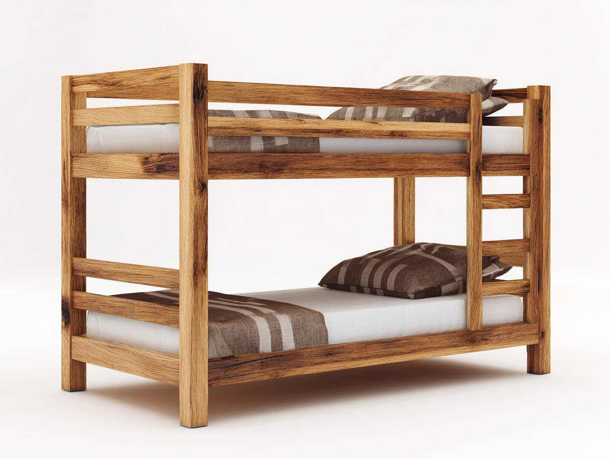 Etagenbett Massivholzrahmen 205x98x165 cm - Naturholzfarben - geeignet für Schlafzimmer - modernes Design-Homiden