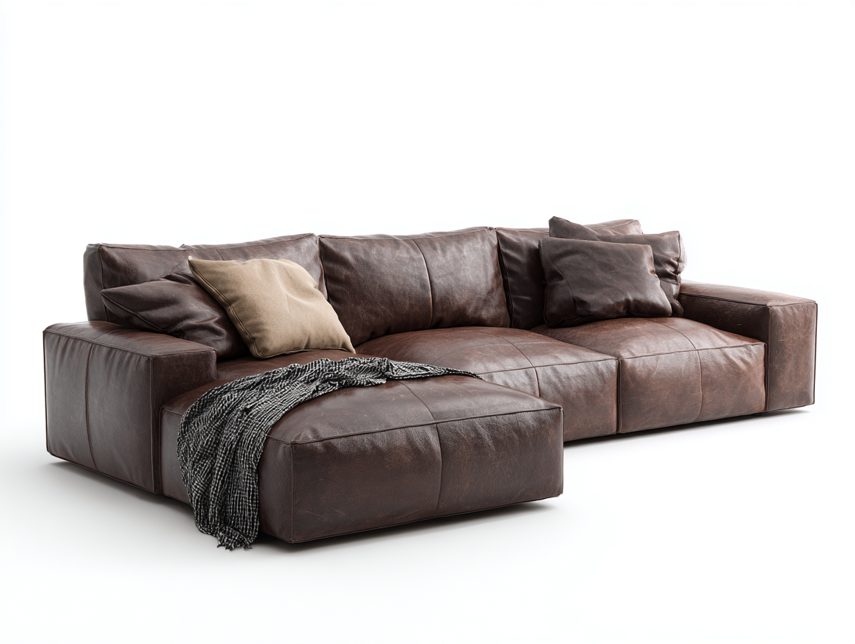 Ecksofa Leder 285x165x85 cm - Braun - Modernes Design - Geeignet für Wohnzimmer-Homiden