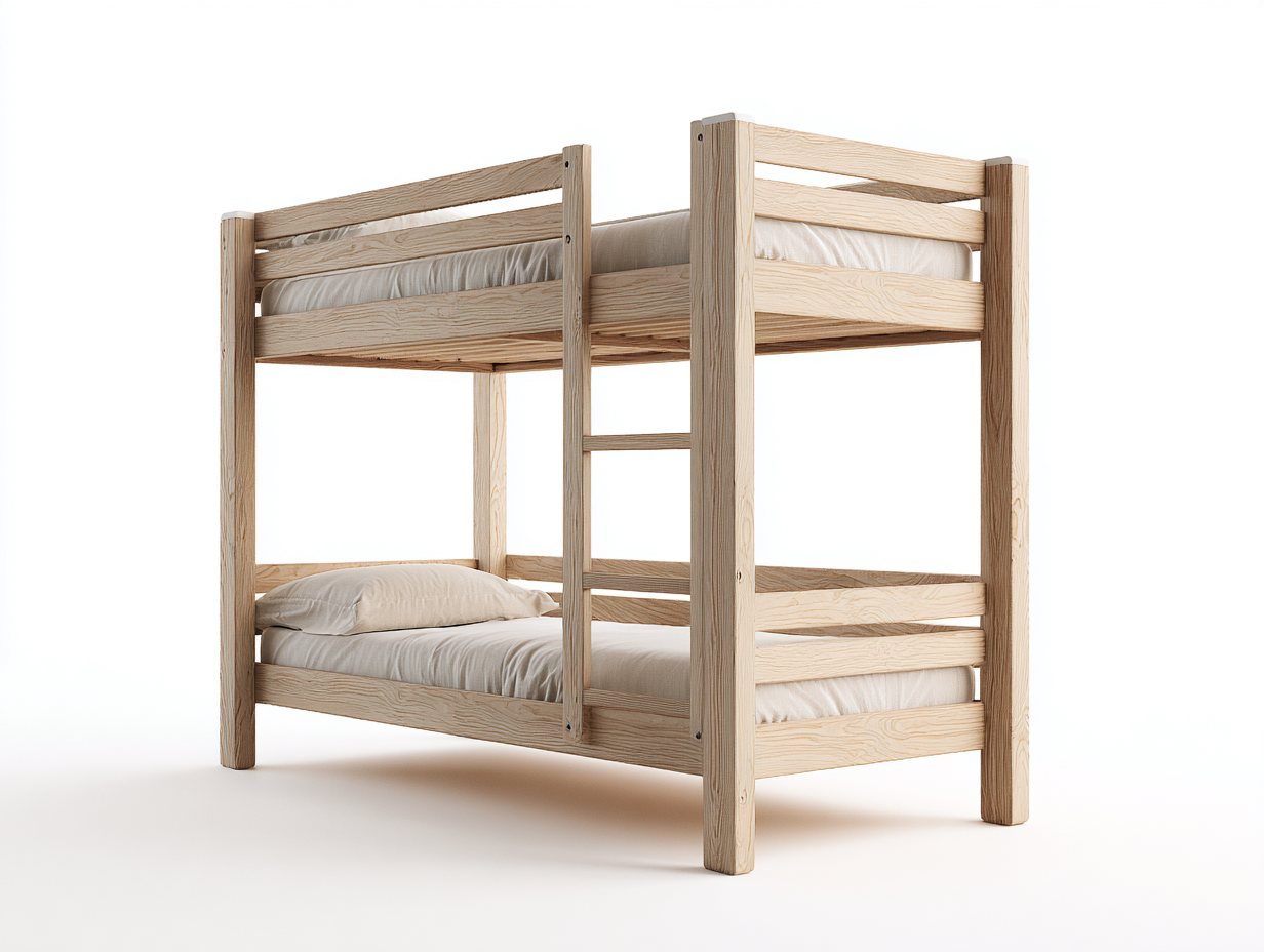 Etagenbett Holzrahmen 205x98x165 cm - Eichefarben - geeignet für Schlafzimmer - modernes Design-Homiden