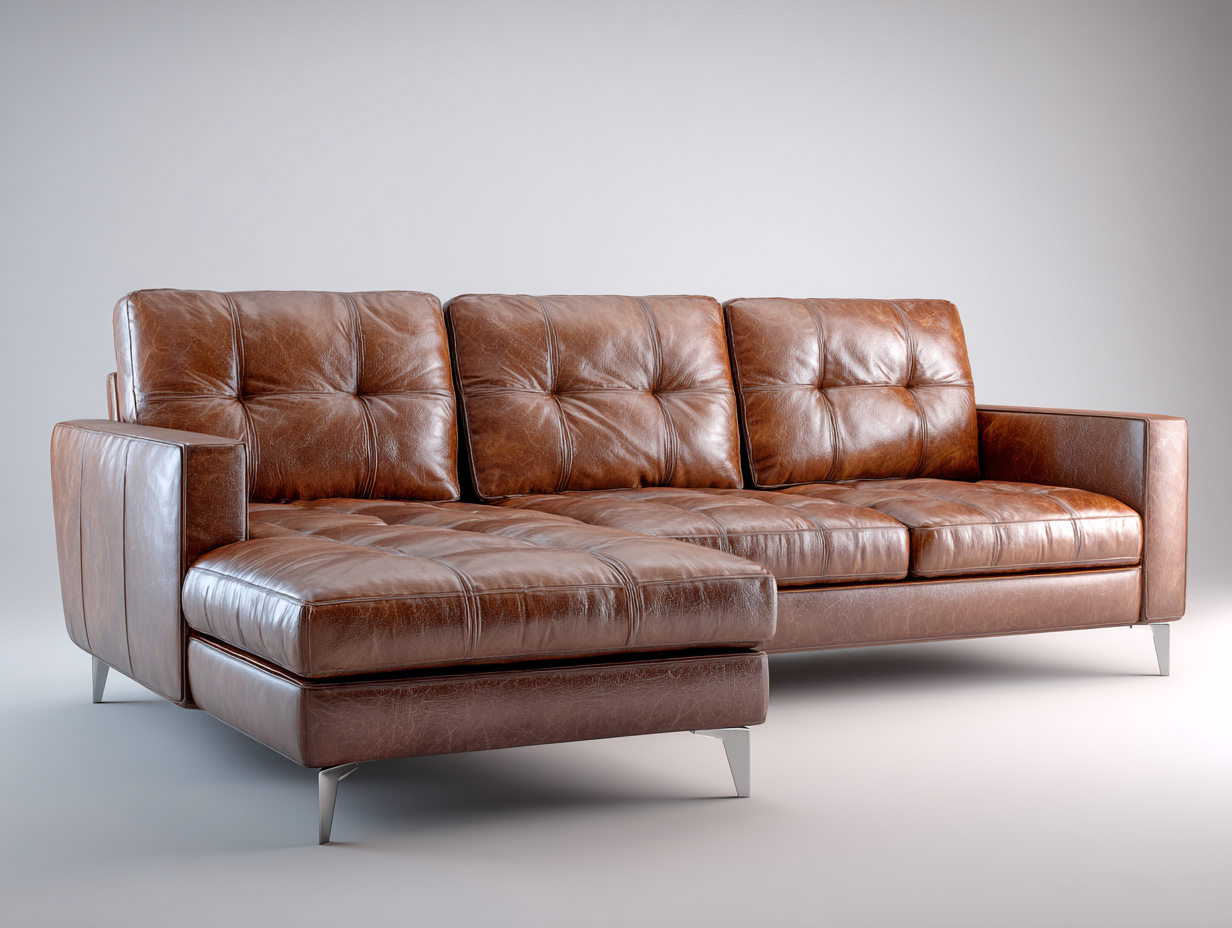 Ecksofa Lederbezug Polsterung 272x168x84 cm - Braun - geeignet für Wohnzimmer - modernes Design-Homiden