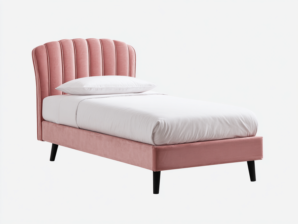 Camas individuales tapizada tela con cabecero acolchado 200x90x105 cm - rosa - diseño moderno para dormitorio-Homigethome