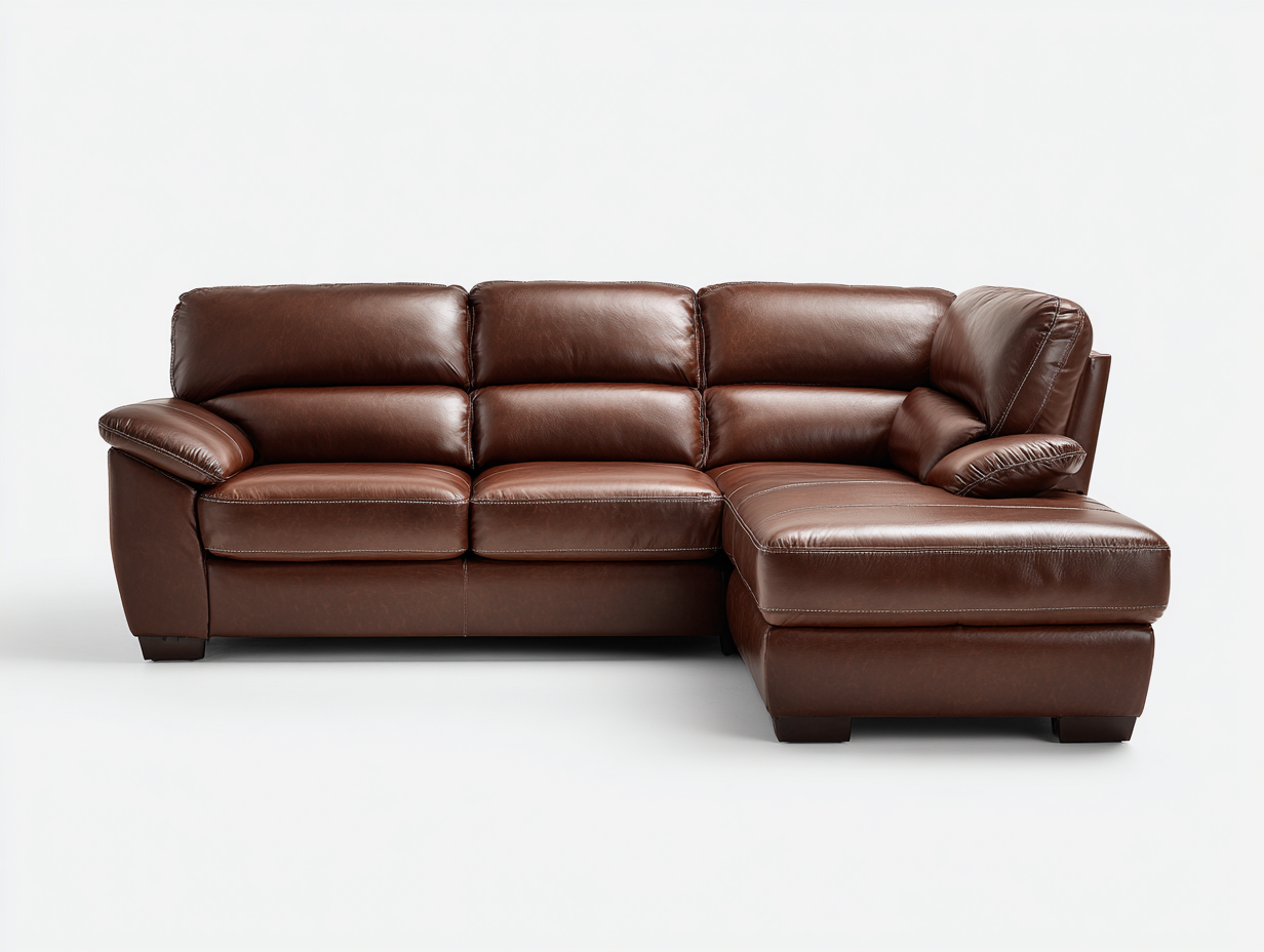 Sofás rinconeros cuero sintético marrón 260x160x95 cm diseño moderno para salón-Homigethome