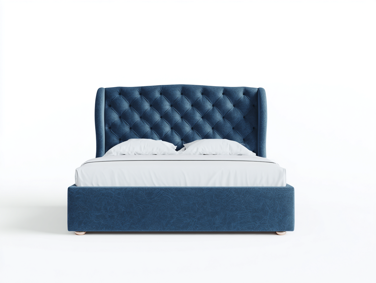 Camas dobles tela 200x180x120 cm azul estilo capitoné moderno-Homigethome