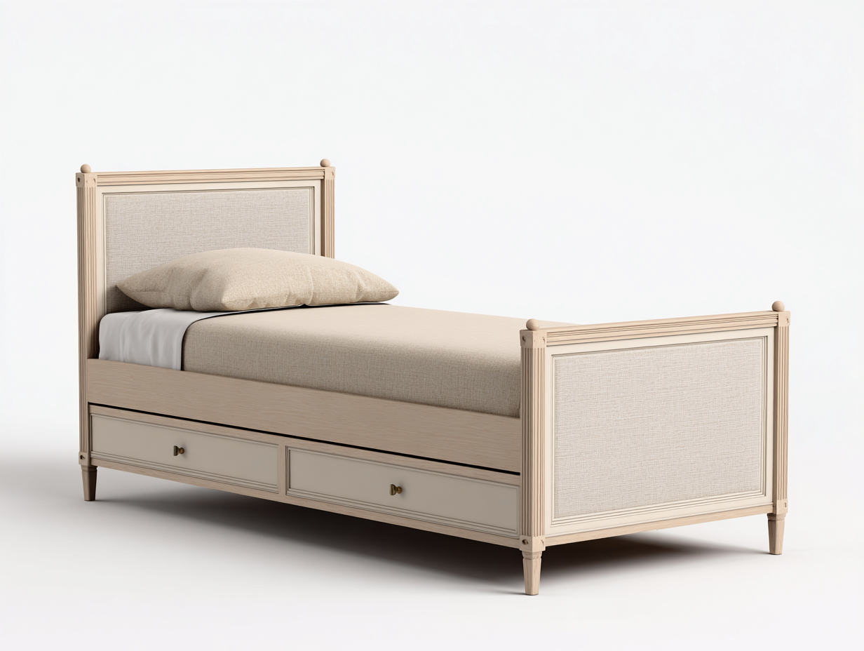 Camas individuales madera con cajones integrados 200x90x98 cm - beige-madera clara - diseño clásico para dormitorio-Homigethome