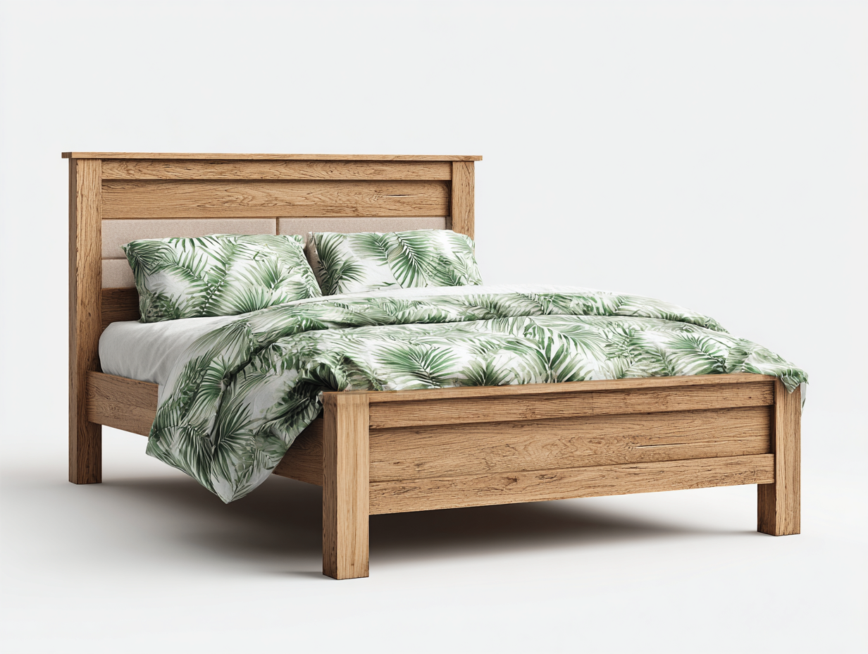 Camas dobles de madera maciza 200x160x100 cm - marrón - diseño moderno-Homigethome