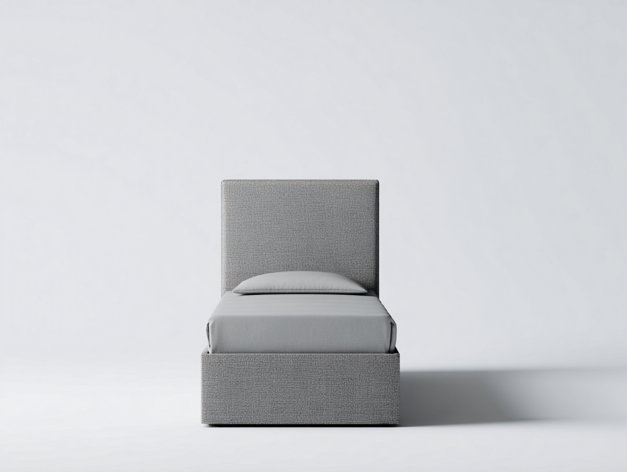 Camas individuales tapizada con cabecero de tela 200x90x105 cm - gris - diseño moderno para dormitorio-Homigethome