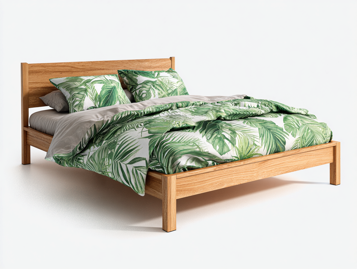 Camas dobles estructura de madera maciza 200x160x95 cm - madera natural - diseño minimalista para dormitorio-Homigethome