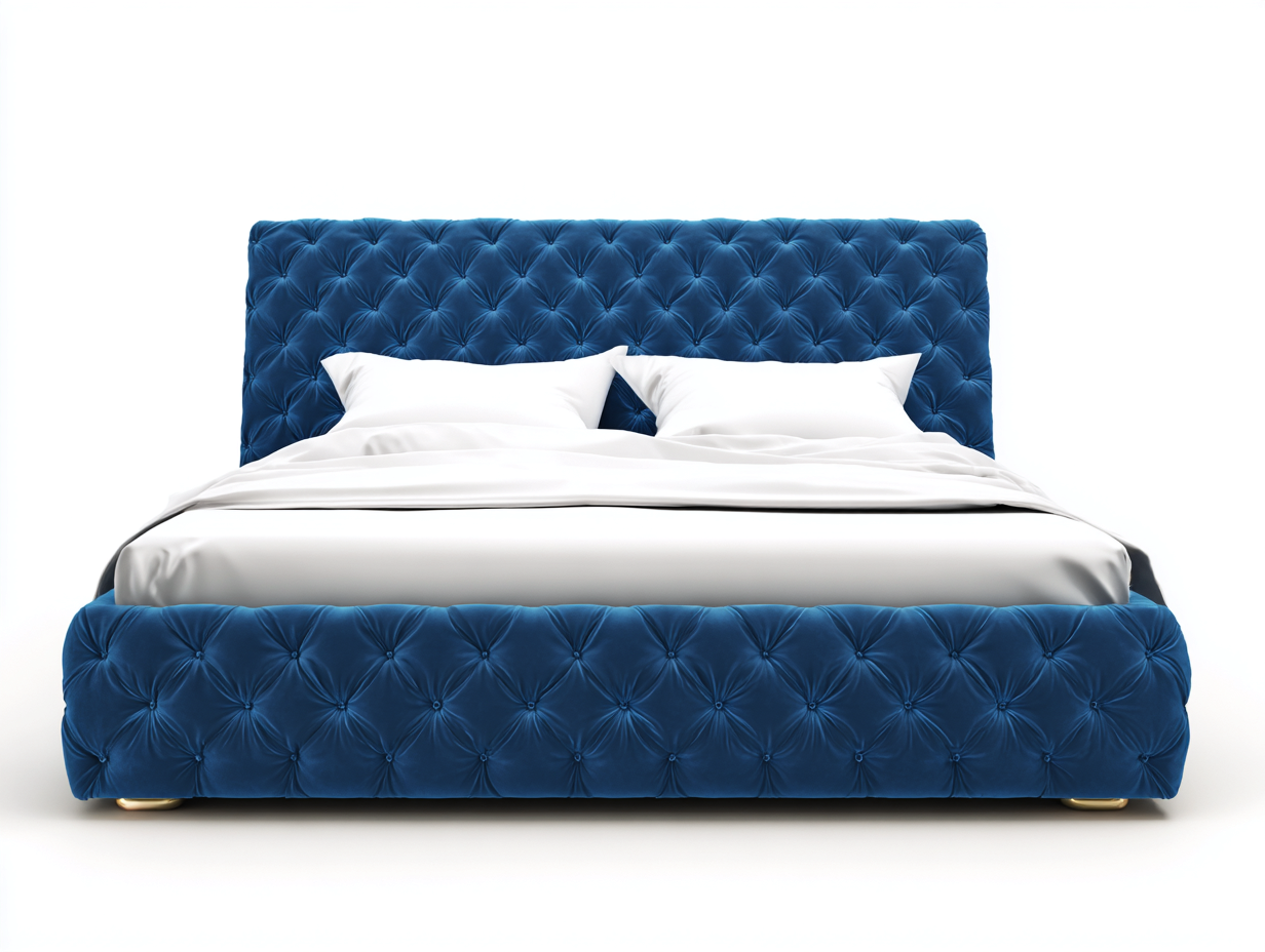 Camas dobles tapizadas con cabecero acolchado 200x180x110 cm - azul - diseño moderno-Homigethome