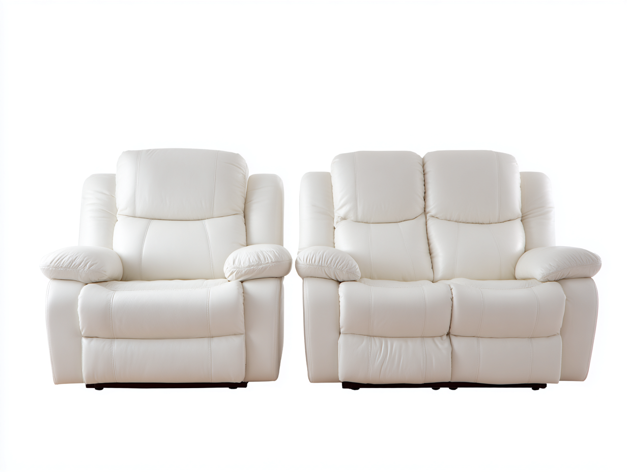 Conjunto de sofás reclinables cuero sintético 175x95x100 cm blanco estilo moderno-Homigethome