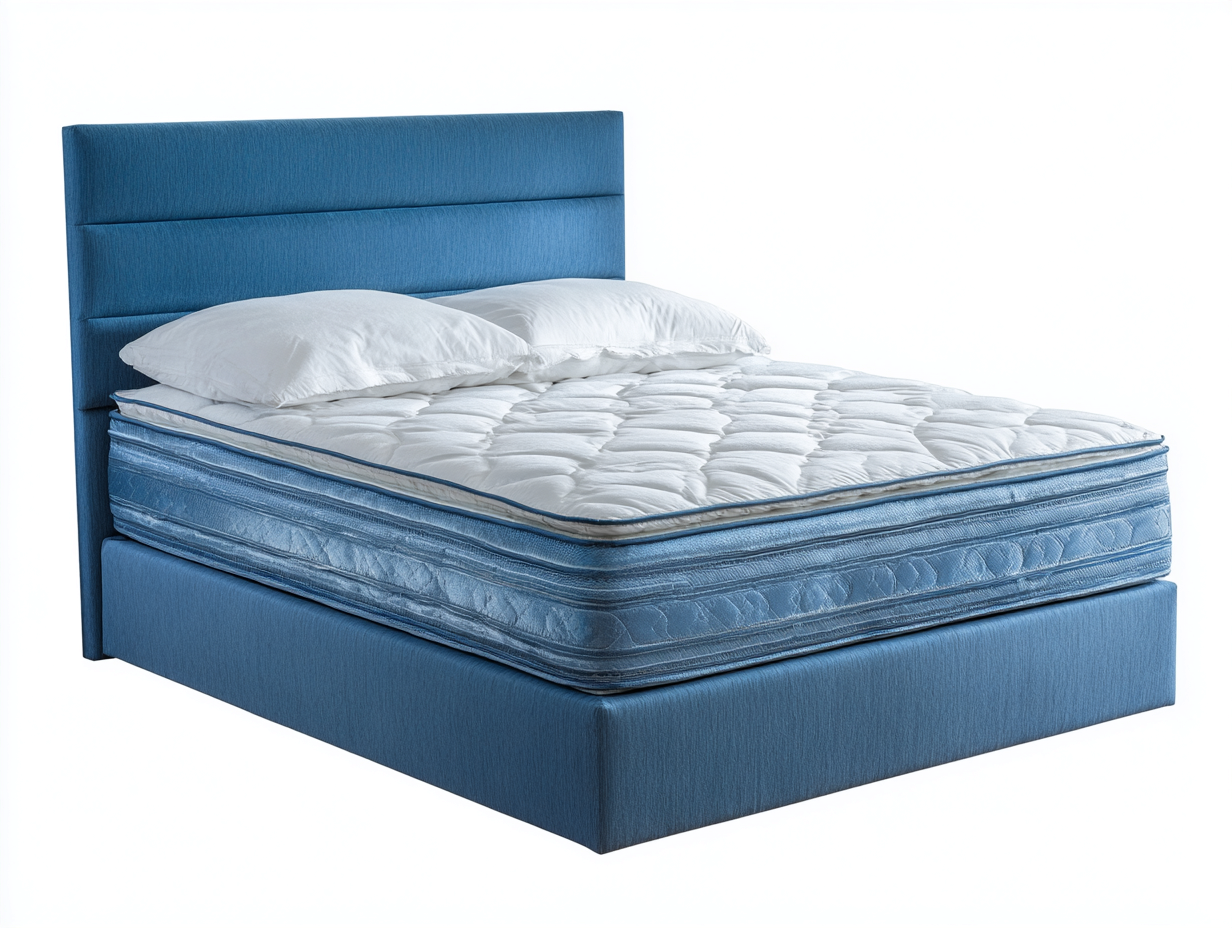 Camas dobles tapizada tela acolchada con cabecero 200x160x105 cm - azul - diseño moderno para dormitorio-Homigethome