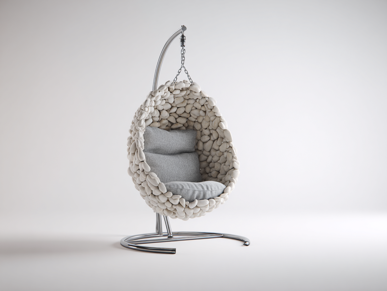 Sillón colgante de jardín metal piedra 110x110x200 cm blanco sillón exterior moderno-Cozygomart