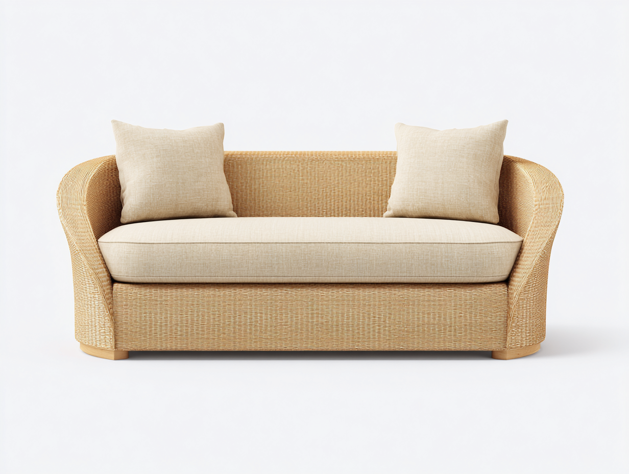 Sofás de jardín ratán sintético y cojines tela para terraza 168x80x78 cm - beige - diseño natural-Cozygomart