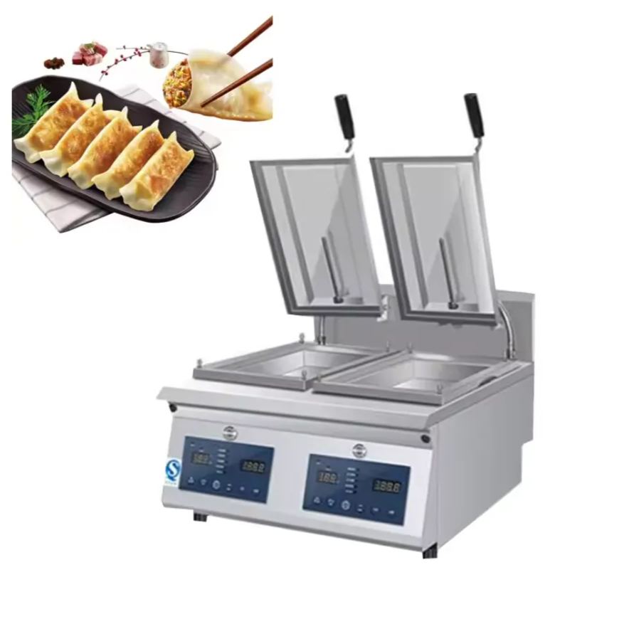 Intelligent Single Double Pot Fried Gyoza Machine Electric Frying Dumpling Pot Sticker Pancake Cooker Fried Buns Pan