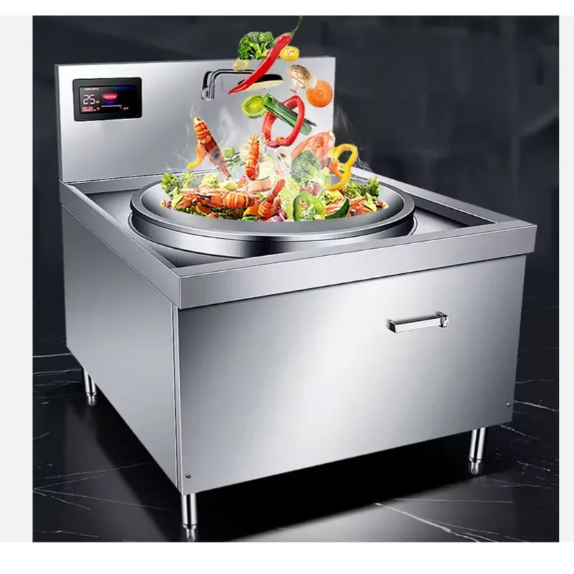 Commercial induction cooker high power stainless steel pot large hotel canteen dining hall double induction cooker