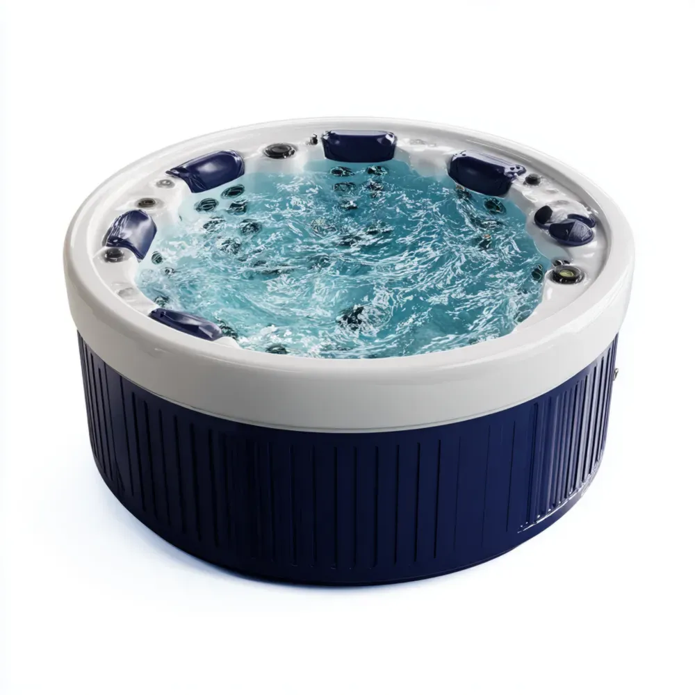 Runder Outdoor Whirlpool aus Acryl 200x200x90 cm – Blau/Weiß