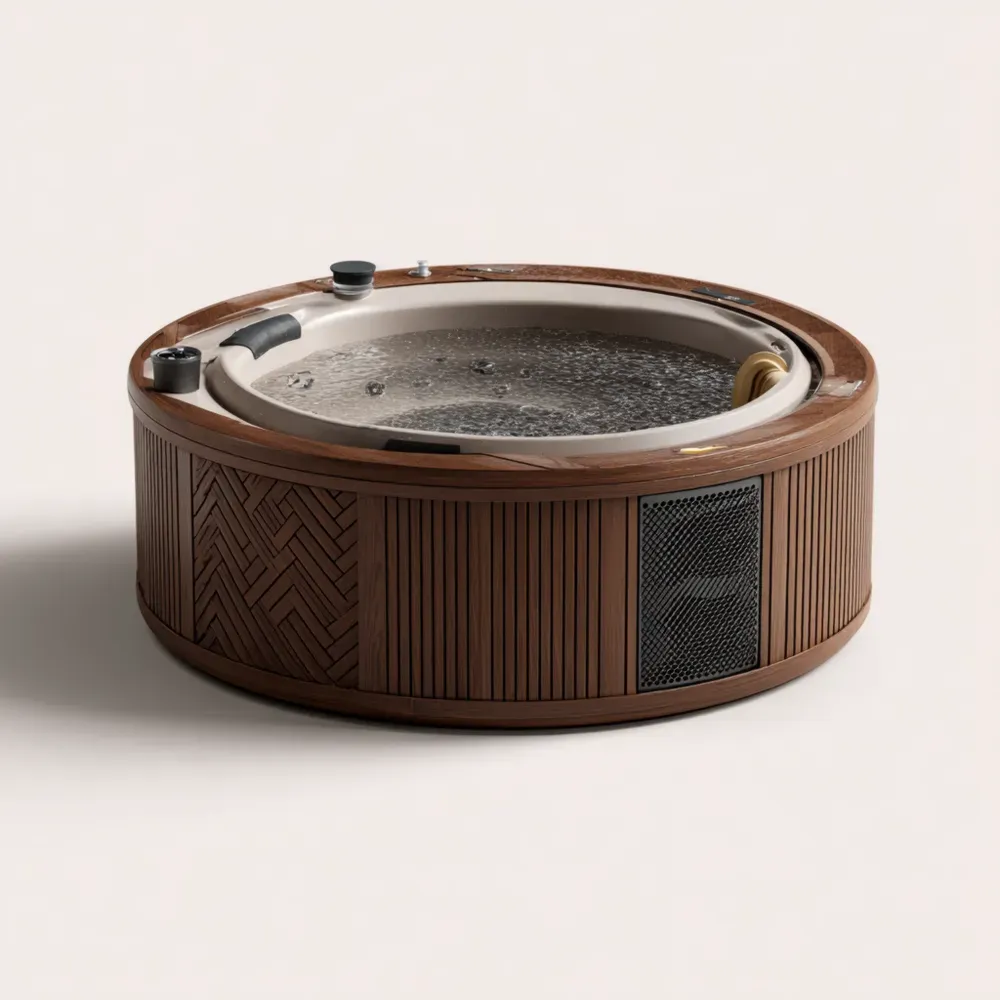 Runder Whirlpool 200x200x85 cm mit Holzoptik