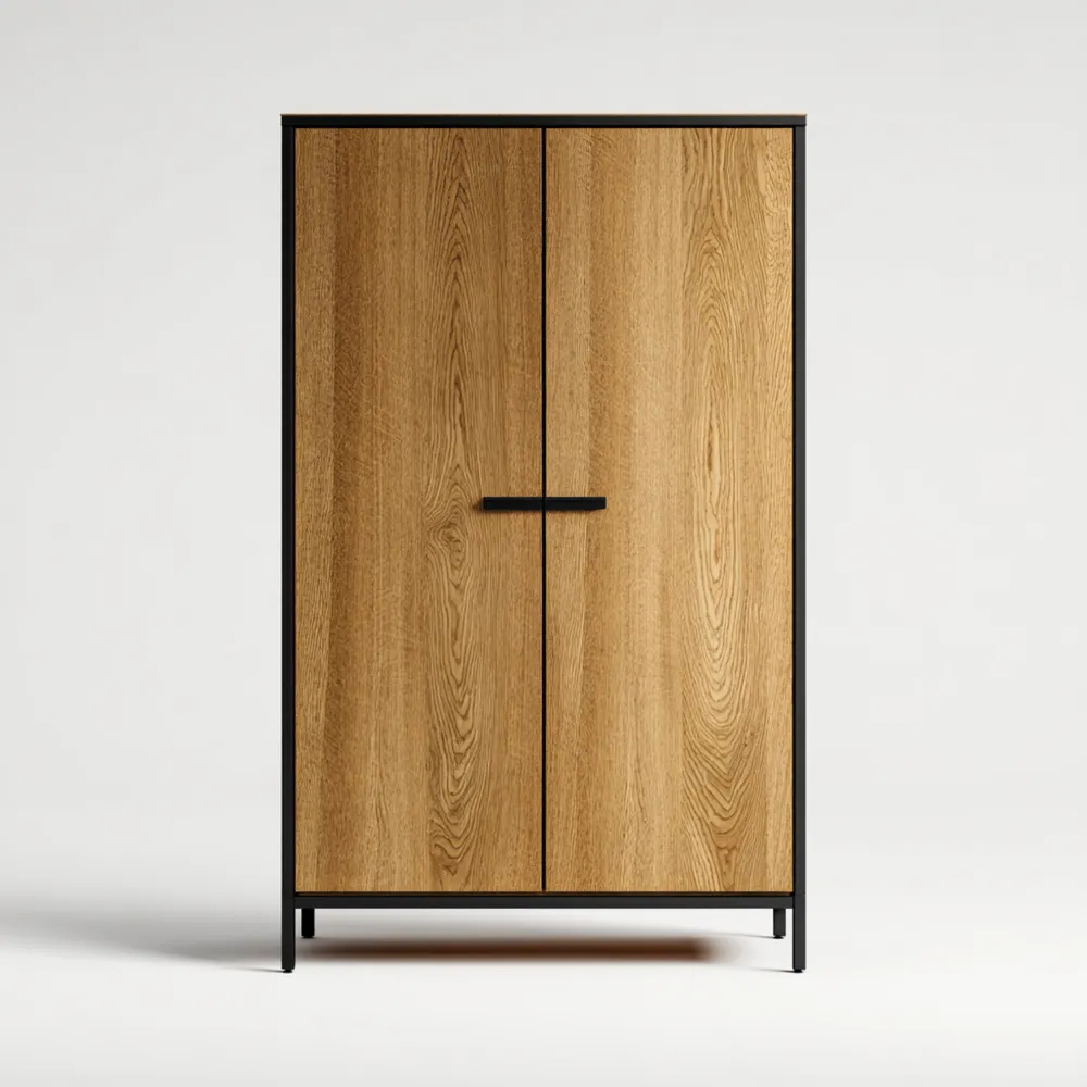 Schrank 100x50x200 cm in Eichenoptik mit Metallrahmen