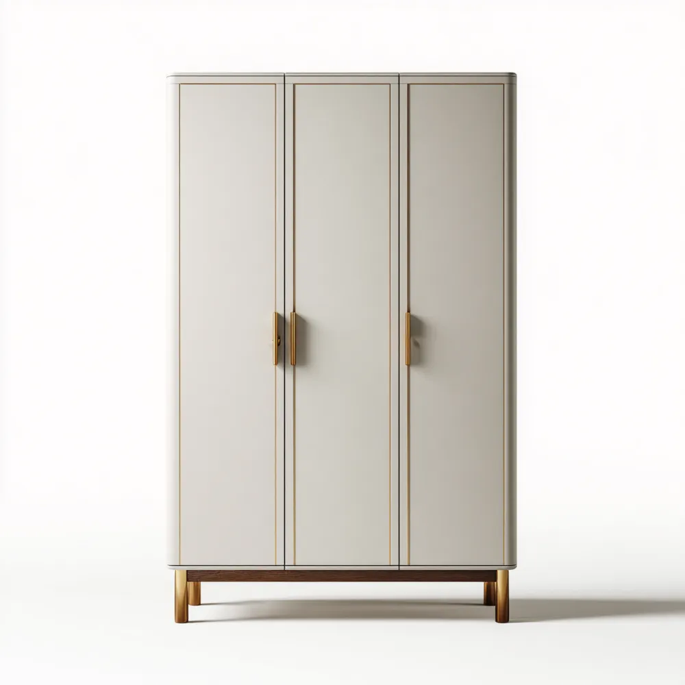 Kleiderschrank Holz mit Metallgriffen Creme 180x60x200 cm