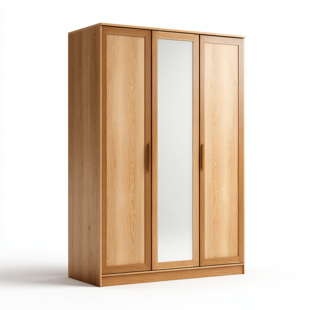 Kleiderschrank Eichenholz 3-türig mit Spiegel