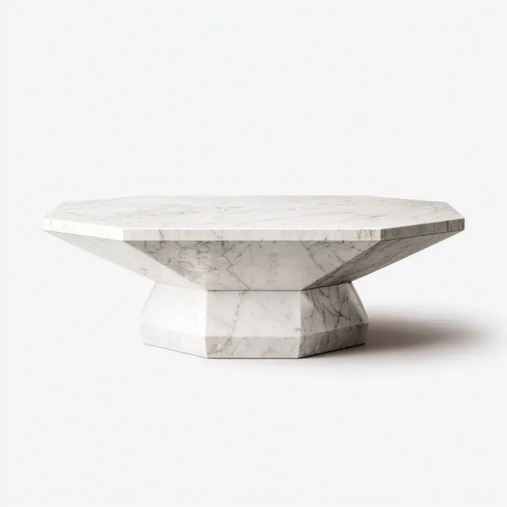 Marmortisch Carrara 100x100x35 cm – Weiß