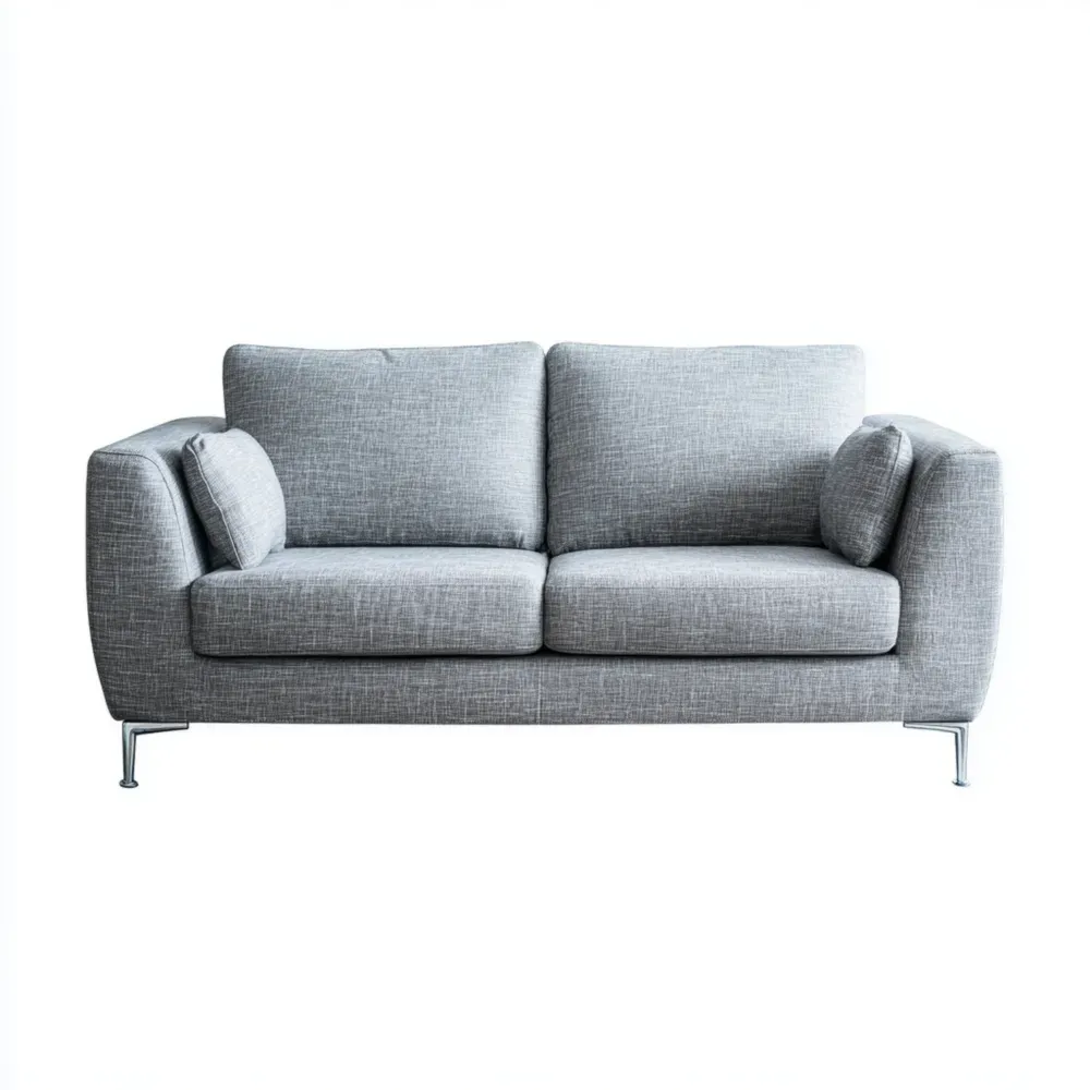 Dreisitzer Sofa Stoff Hellgrau mit Metallfüßen