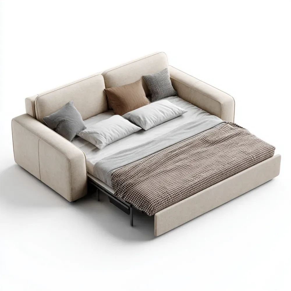 Schlafsofa Stoffgepolstert 220x160x90 cm - Creme