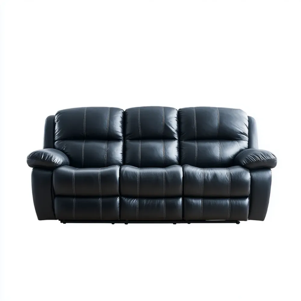3-Sitzer Sofa Leder Schwarz