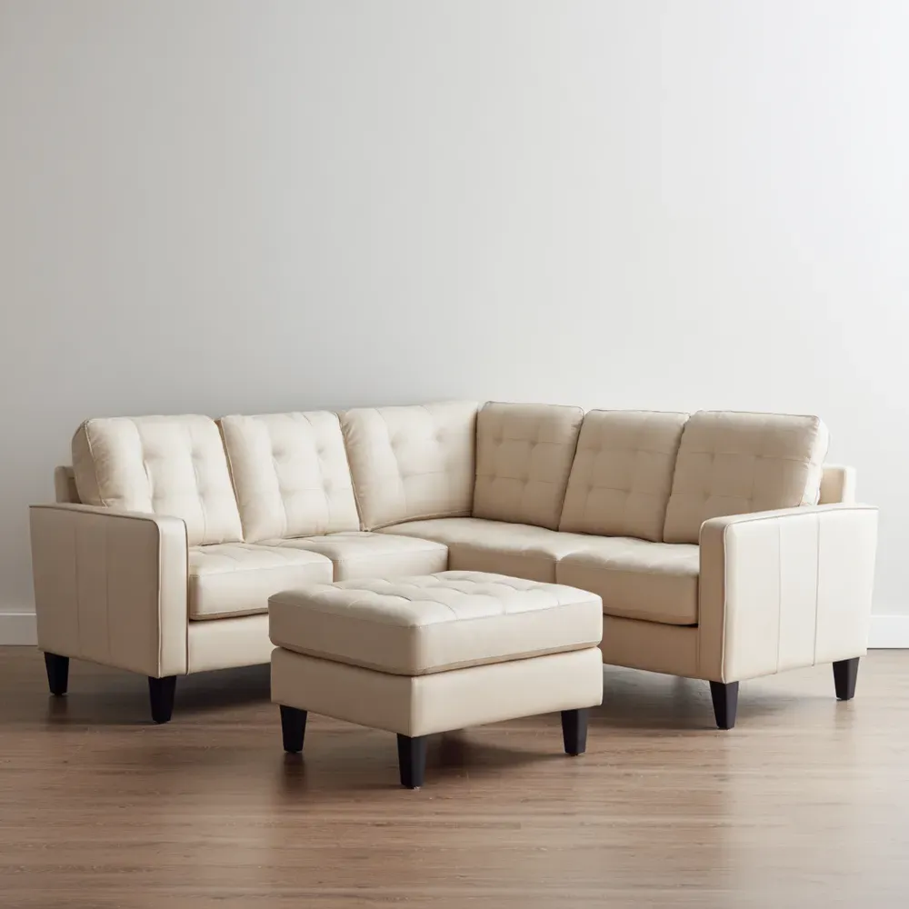 Ecksofa-Set aus Kunstleder Beige