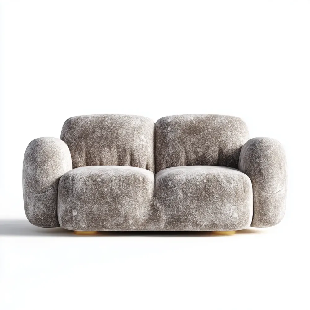 2-Sitzer Sofa Samt Polyester Grau