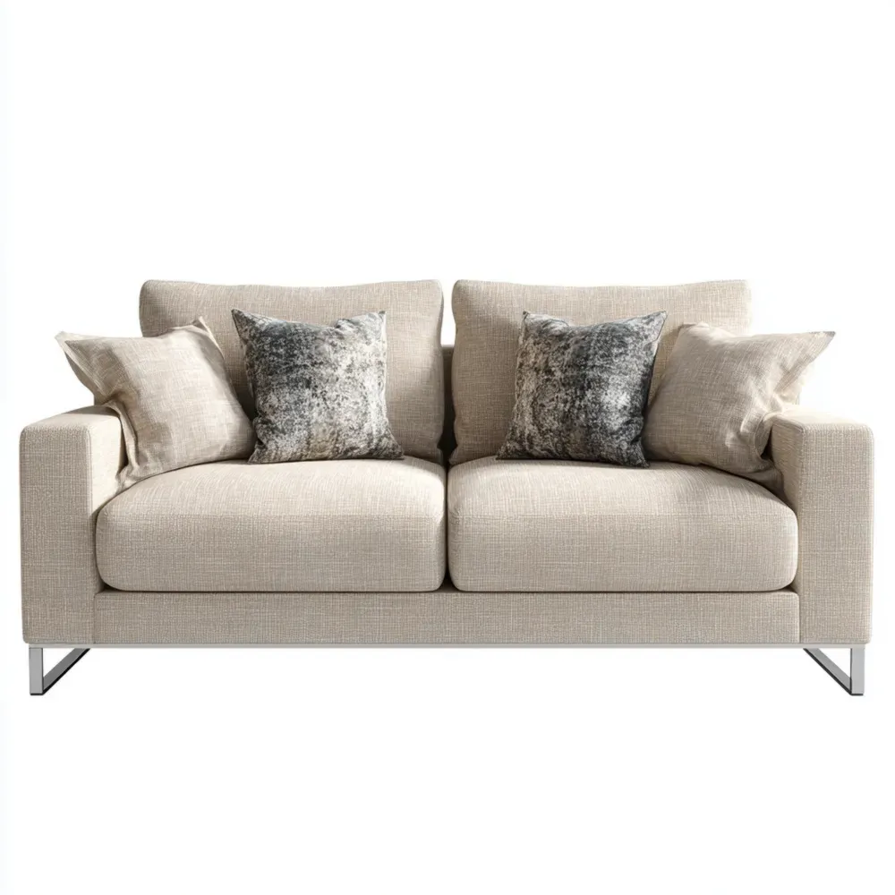 Zweisitzer Sofa Stoff Beige mit Metallfüßen