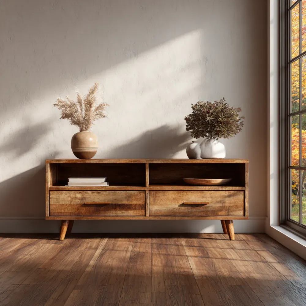 TV-Lowboard Massivholz 120x40x45 cm - Braun