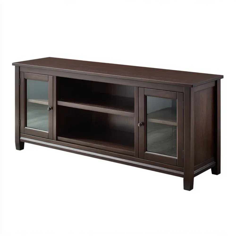 TV-Schrank aus Holz mit Glastüren Dunkelbraun 150x40x55 cm