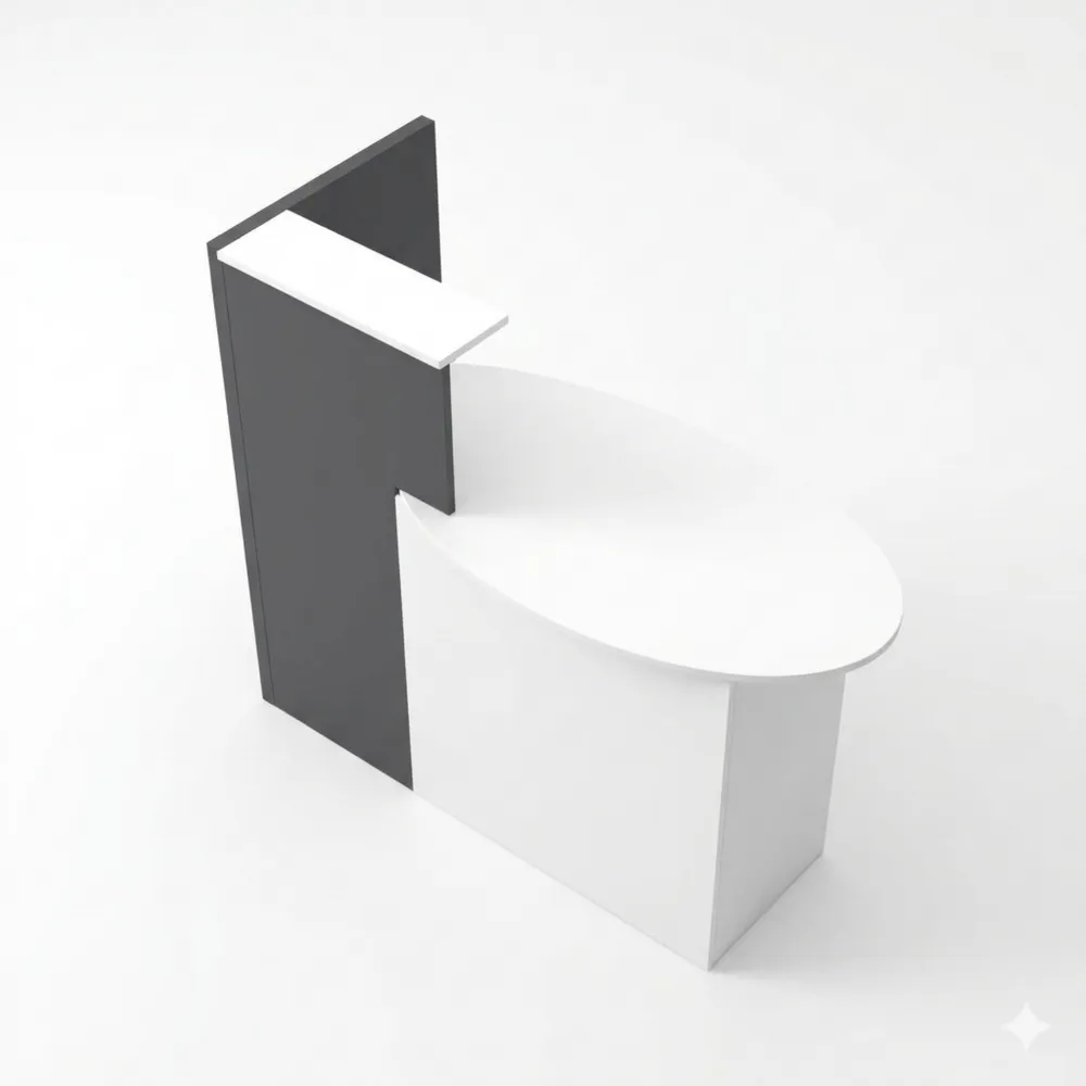 Empfangstresen mit offener Ablage und abschließbarer Schublade, Patchwork-Design in Schwarz-Dunkelgrau, 40 x 121 x 110 cm-Ralnhaus