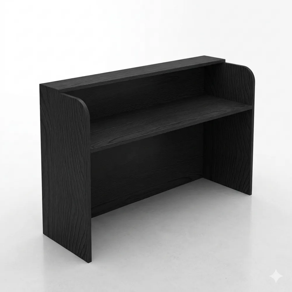 Kompakte Empfangstheke aus Holz mit Ablage, platzsparend und einfach zu montieren, 90 x 50 x 110 cm, Schwarz-Ralnhaus