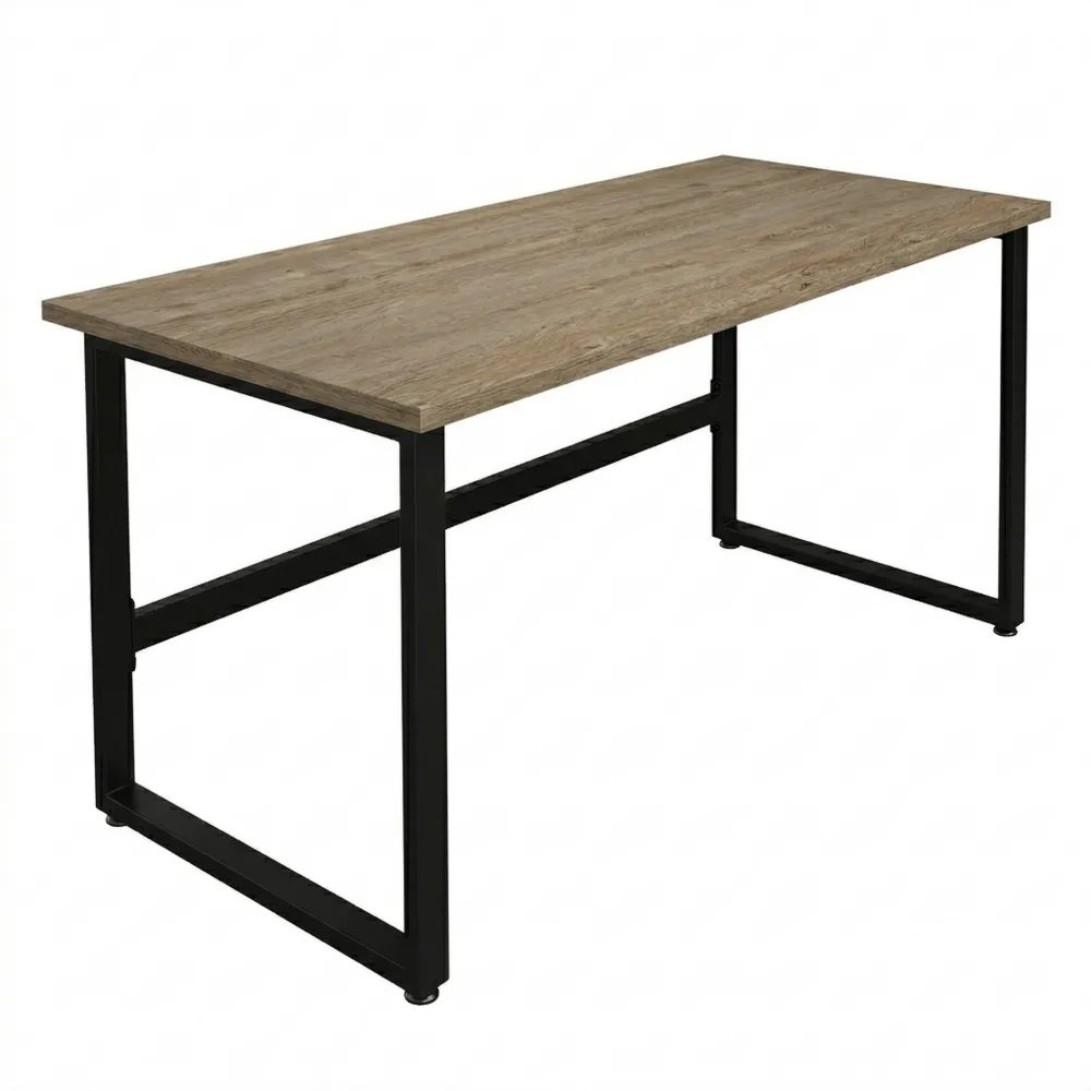 Moderner Mehrzwecktisch mit gerader Platte 180x80 cm in Eiche-Schwarz-Ralnhaus