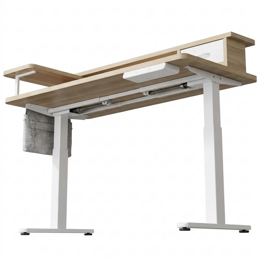 Elektrisch Höhenverstellbarer Computertisch mit Schublade und USB, 120 x 60 cm, Ergonomischer Steh-Sitz-Arbeitsplatz-Ralnhaus