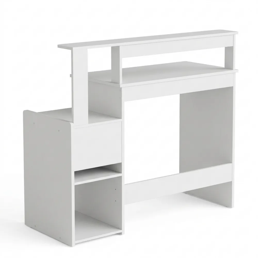 Kompakter Computertisch mit Monitorständer, höhenverstellbar, ideal für Büro und Schlafzimmer-Ralnhaus