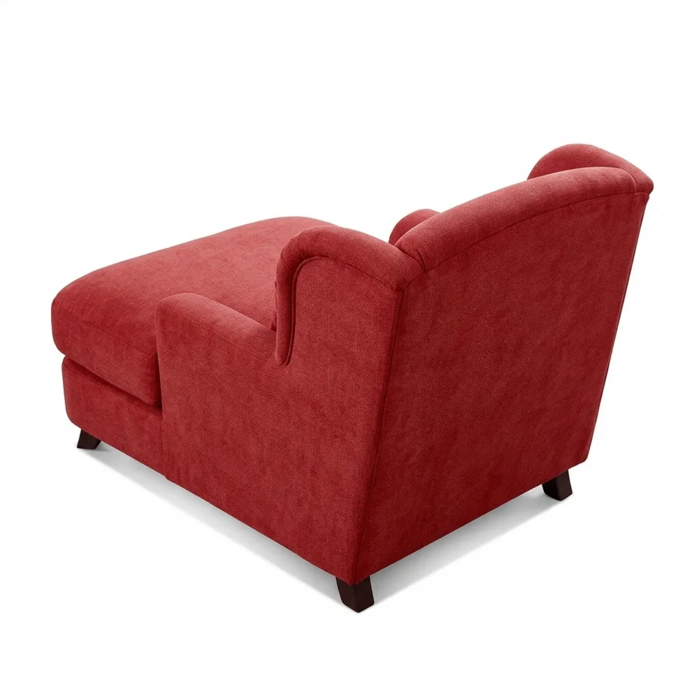 Großer Polstersessel mit Holzfüßen und Zierkissen in Rot-Ralnhaus