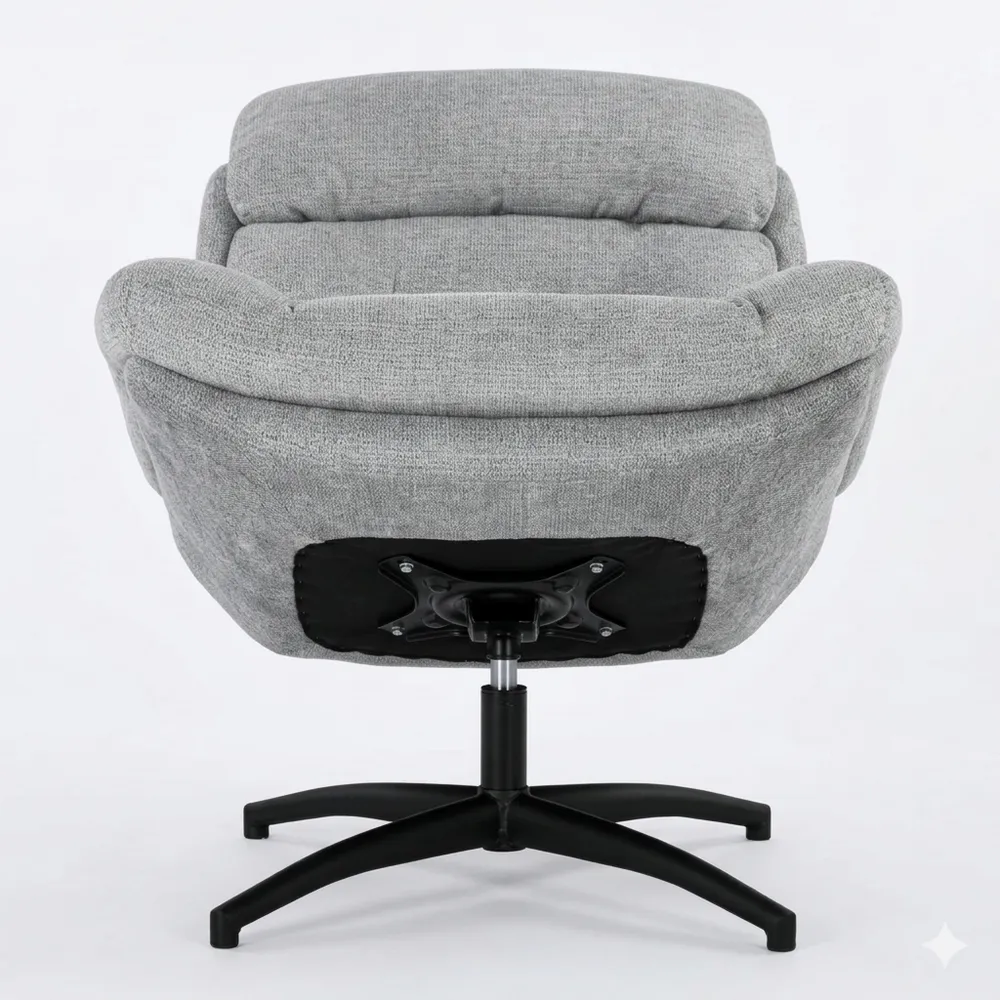 Drehbarer Loungesessel mit Breiter Sitzfläche und Wasserabweisender Oberfläche, Relax- und Lesesessel für Wohnzimmer und Schlafzimmer, Grau-Ralnhaus